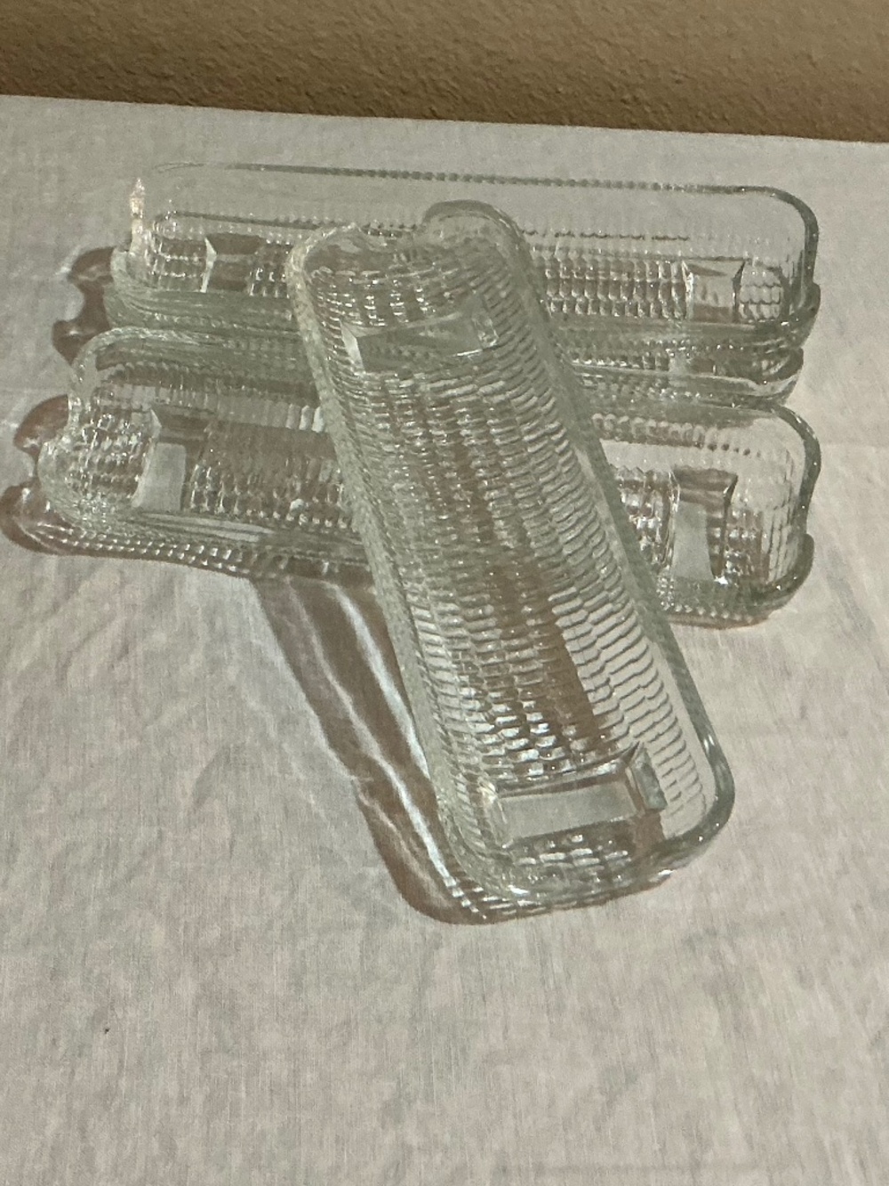 Vintage Norpro Clear Glass Corn on the Cob Dishes Trays - Set of 4
